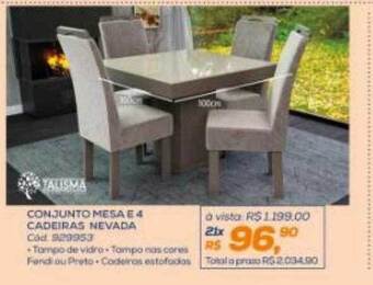 Lojas Colombo Conjunto mesa e 4 cadeiras nevada talisma oferta
