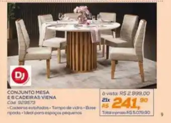 Lojas Colombo Conjunto mesa e 6 cadeiras viena dj oferta