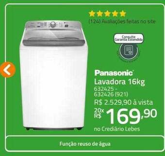 Lojas Lebes Panasonic lavadora 16kg oferta