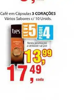 Supermercados Mundial Café Em Capsulas 3 Coraçoes Vários Sabores Leve 5 Pague 4 oferta