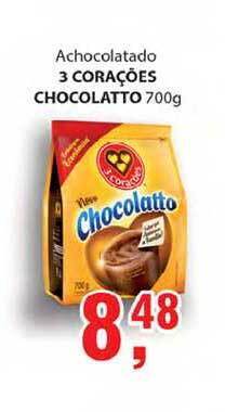 Supermercados Mundial Achocolatado 3 Corações Chocolatto 700g oferta