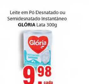Leite Em Pó Desnatado Ou Semidesnatado Instantãneo Glória 300g