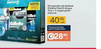 Coop Kit Aparelho De Barbear Gillette Mach3 Acqua Grip + 2 Gargas Grátis Espuma oferta