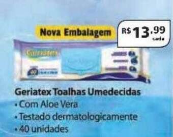 Drogarias Tamoio Geriatex toalhas umedecidas oferta