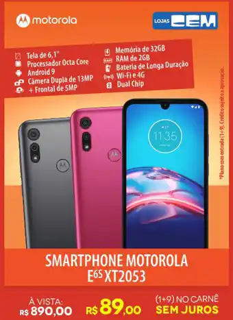 Lojas Cem Smartphone Motorola E65 oferta