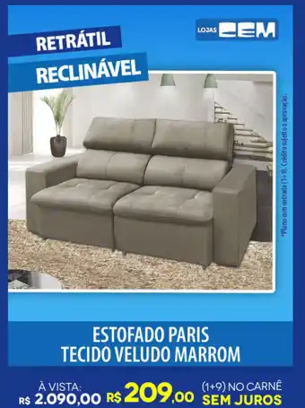 Lojas Cem Estofado Paris Tecido Veludo Marrom oferta