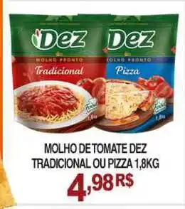 Mercadão Atacadista Molho De Tomate Dez Tradicional Ou Pizza 1.8kg oferta