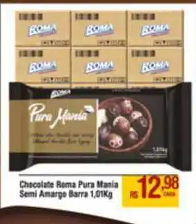 Max Atacadista Chocolate Roma Pura Mania Semi Amargo Barra 1.01kg oferta