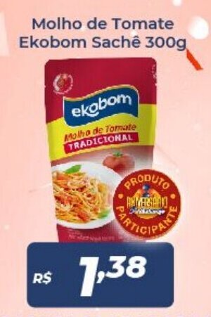 Atakarejo Molho de Tomate Ekobom Sache 300g oferta