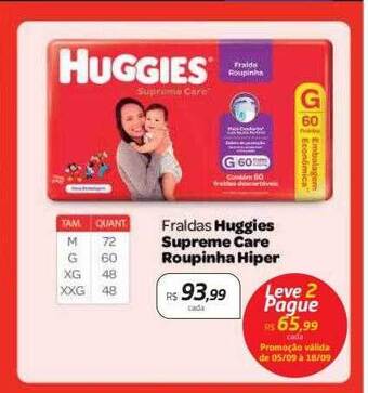 Drogal Fraldas huggies supreme care roupinha hiper oferta