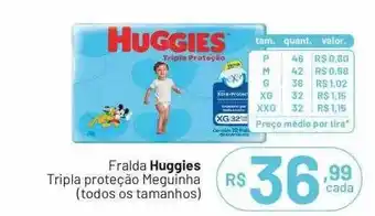 Farmácias Descontão Fralda huggies tripla proteção meguinha todos os tamanhos oferta