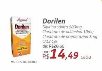 Drogal Dorilen dipirana sódica cloridrato de adifenina cloriidrato de prometazina oferta