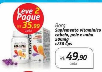 Drogal Borg suplemento vitamínico cabelo pele e unha c- 30 cps oferta