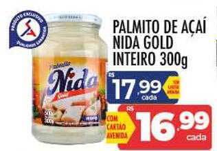 Supermercados Avenida Palmito de açaí nida gold inteiro oferta