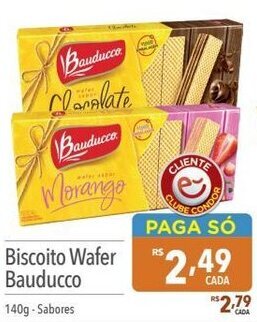 Supermercados Condor Biscoito wafer Bauducco 140g oferta