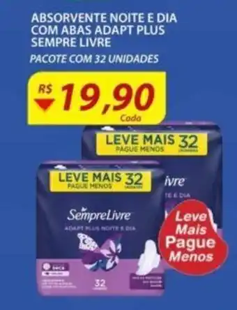 Assaí Atacadista Absorvente Noite e Dia com Abas Adapt Plus sempre livre oferta