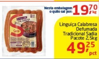 Tenda Atacado Linguiça calabresa sadia 2.5kg oferta