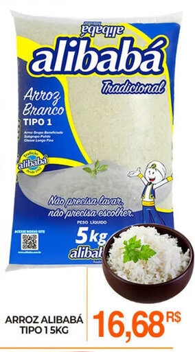 Mercadão Atacadista Arroz Alibaba tipo 5kg oferta
