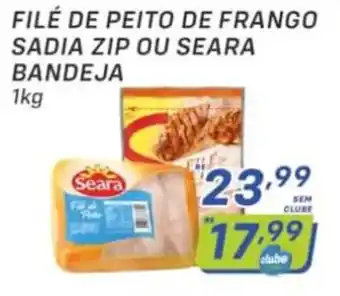 Prezunic File de Peito de Frango Sadia Zip ou Seara Bandeja 1kg oferta