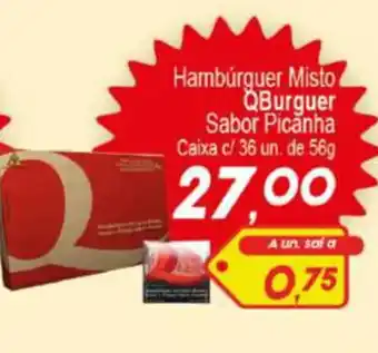 Villefort Atacadista Hamburguer Misto QBurguer Sabor Picanha caixa c/36 un de 56g oferta