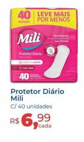 Hiper Farma Protetor diário mili c- 40 oferta