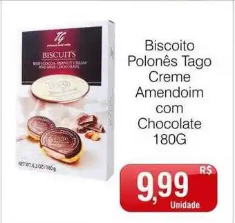 Biscoito polonês tago creme amendoim com chocolate