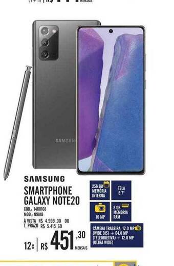 Zema Samsung smartphone galaxy note20 oferta