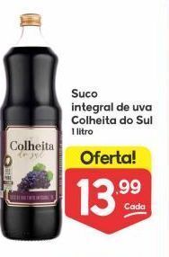 Suco integral de uva colheita do sul