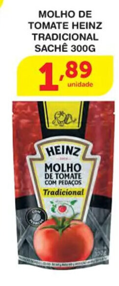 Roldão Molho de Tomate Heinz Tradicional sache 300g oferta