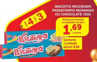 Roldão Biscoito recheado Passatempo Morango ou Chocolate 130g oferta