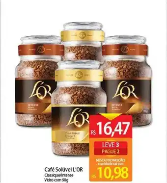 Atacadão Café solível l'or classique intense vidro com 90g leve 3 pague 2 oferta