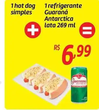 Comper 1 hot dog simples 1 refrigerante guaraná antarctica lata oferta