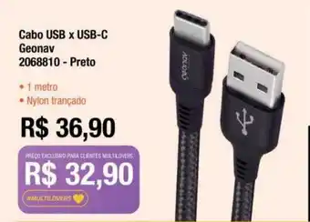 Cabo usb & usb-c geonav 2068810 preto