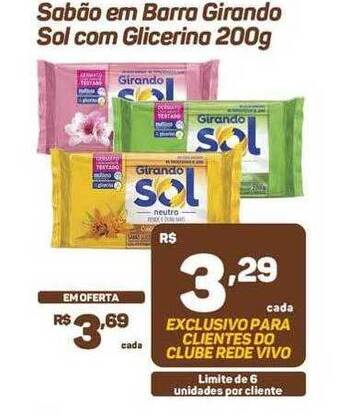 Rede Vivo Sabão em barra girando sol com glicerina oferta