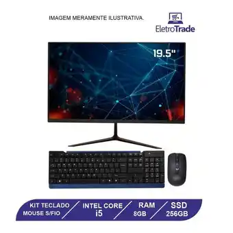 All in one 19" polegadas flex computer i5 8gb ram ssd 256gb kit teclado mouse sem fio