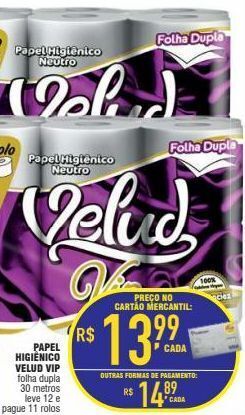 Papel higiênico velud vip