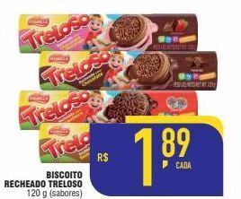 Mercantil Rodrigues Biscoito recheado treloso 120g oferta