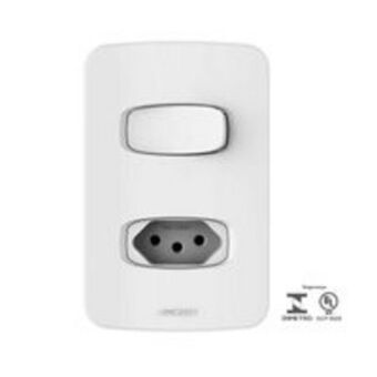 Interruptor simples   tomada 20a com placa 4x2 gracia branca alumbra
