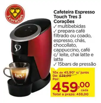 Carrefour Cafeteira Espresso Touch Tres 3 Coracoes oferta