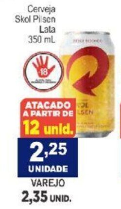 Calvo Atacadista Cerveja Skol Pilsen lata 350ml oferta