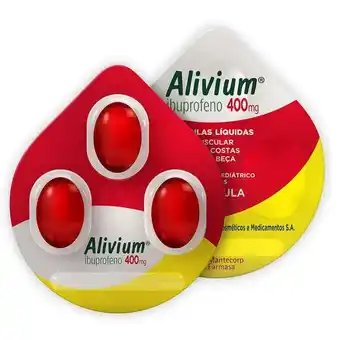 Farmácias Pague Menos Alivium 400mg envelopes com 3 capsilas gelatinosas oferta