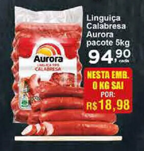 Rossi Supermercado Linguica Calabresa Aurora Pacote 1kg oferta