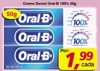 Supermercados Guanabara Creme Dental Oral B 100% 50g oferta