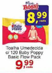 Rossi Supermercado Toalha Umedecida c/120 baby Poppy Basic Flow Pack oferta