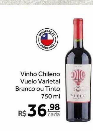 Verdemar Supermercado Vinho chileno vuelo varietal branco ou tinto oferta
