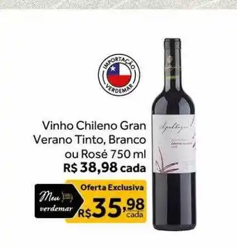 Verdemar Supermercado Vinho chileno gran verano tinto branco ou rosé oferta