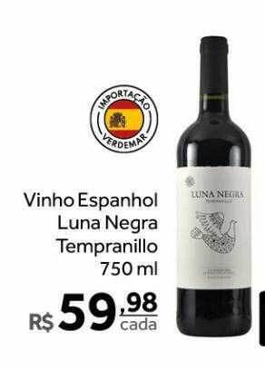Verdemar Supermercado Vinho espanhol luna negra tempranillo oferta