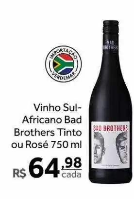 Verdemar Supermercado Vinho sul-africano bad brothers tinto ou rosé oferta