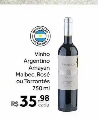 Vinho argentino amayan malbec rosé ou torrontés