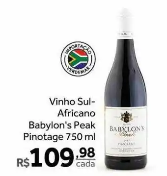 Verdemar Supermercado Vinho sul-africano babylon's peak pinotage oferta